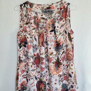 Sleeveless Floral Blouse LOFT Size XS